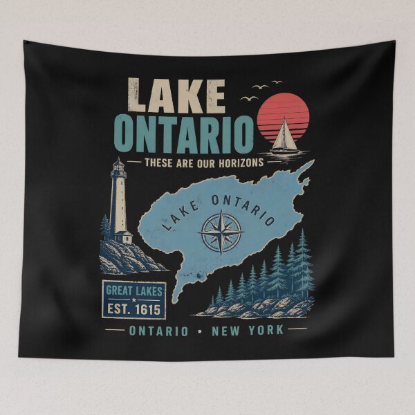 Item preview, Lake Ontario - Ontario - The Great Lakes - Loon, Lake Ontario Great Lakes Horizons Map designed and sold by KrushnaChandra.