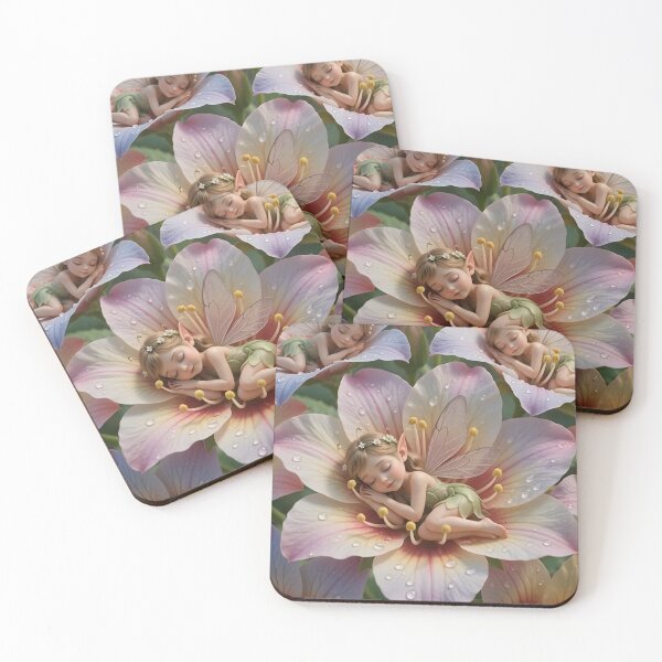 Item preview, Sleeping Flower Fairies – Enchanted Fairycore Garden Fantasy Art designed and sold by Bhaskar Digital Art.