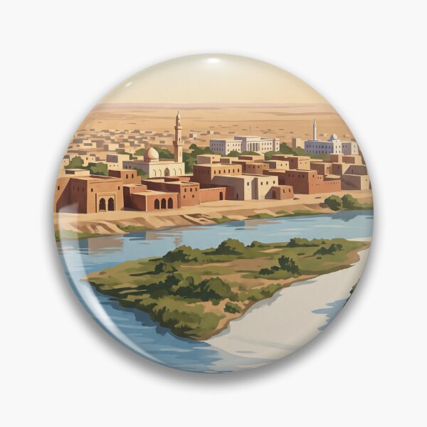 Item preview, Khartoum Sudan Vintage Travel Art – Nile Confluence & Desert Capital designed and sold by Bomax121.