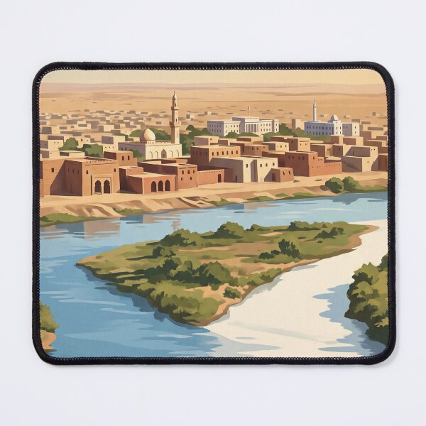 Item preview, Khartoum Sudan Vintage Travel Art – Nile Confluence & Desert Capital designed and sold by Bomax121.