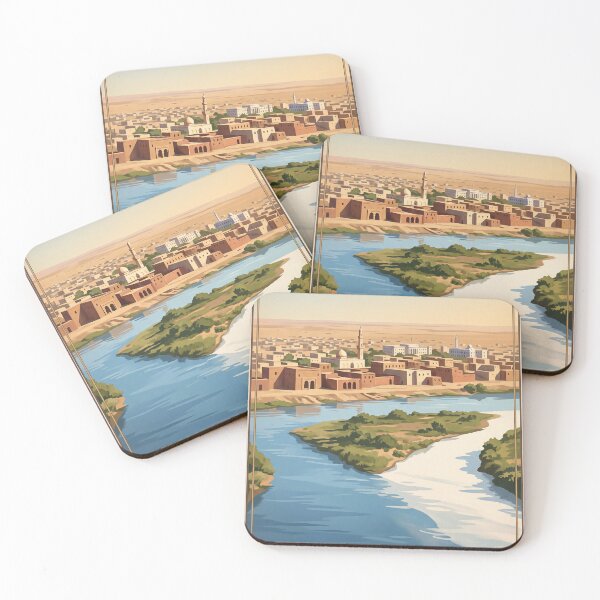 Artikelvorschau, Vintage-Reisekunst aus Khartum, Sudan – Nilzusammenfluss und Wüstenhauptstadt entworfen und verkauft von Bomax121.