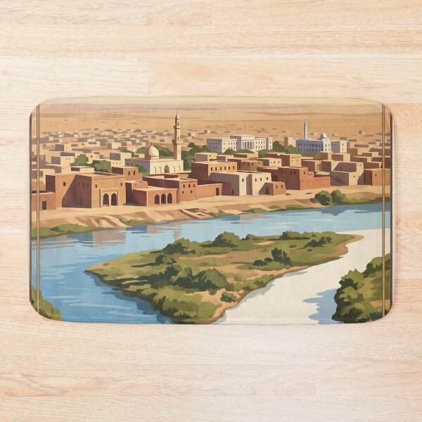 Item preview, Khartoum Sudan Vintage Travel Art – Nile Confluence & Desert Capital designed and sold by Bomax121.