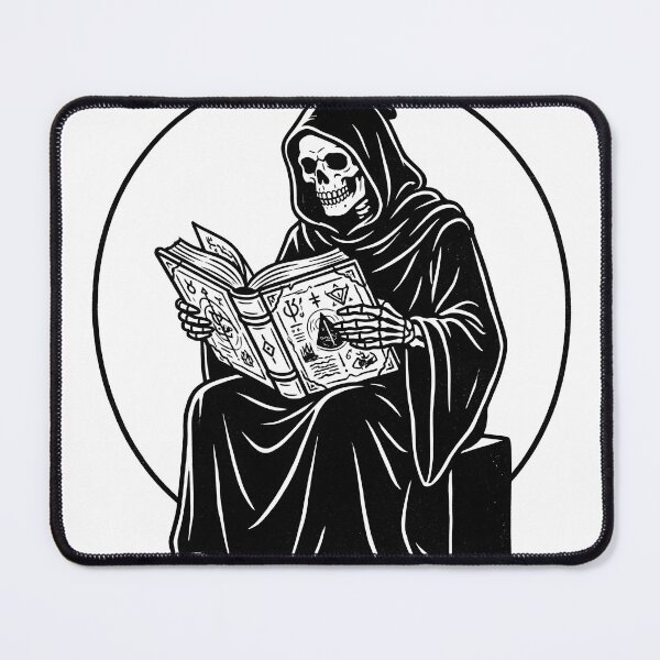 Item preview, Hooded Skeleton Necromancer Spellbook Grimoire Heavy Ink Graphic designed and sold by MisteryDesigner.