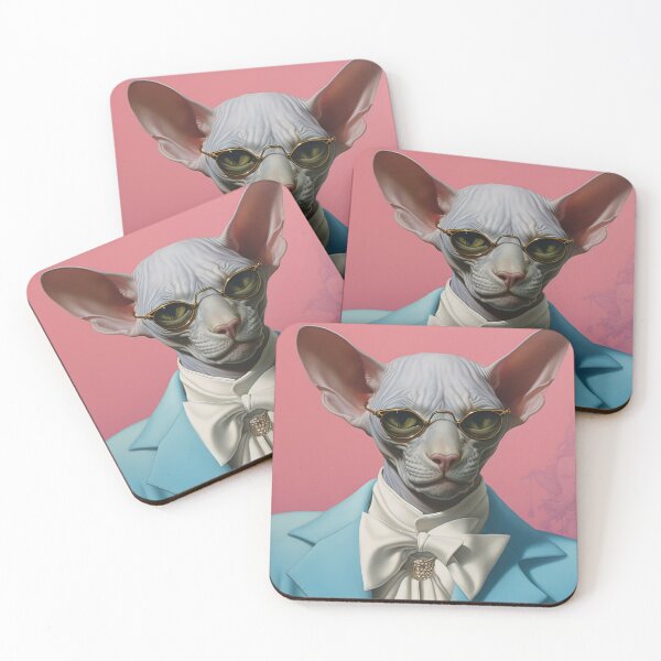 Item preview, Sphynx cat in a blue jacket, sun glasses and bow designed and sold by anytka.