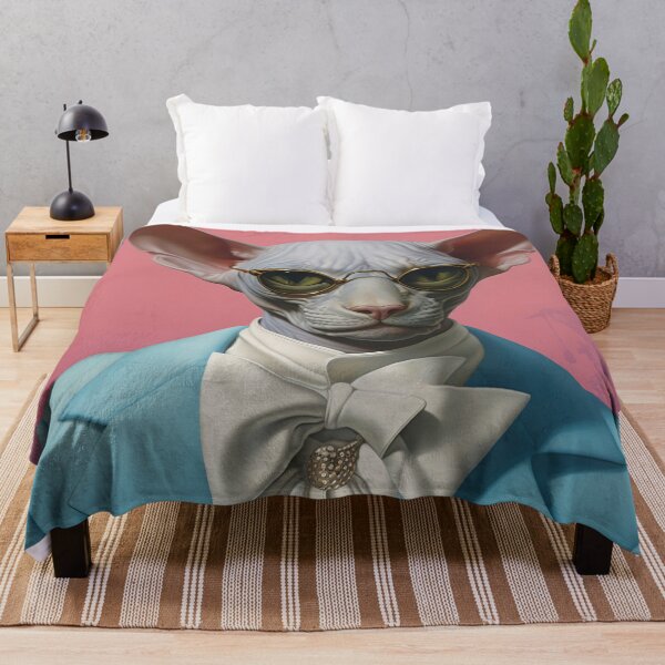 Item preview, Sphynx cat in a blue jacket, sun glasses and bow designed and sold by anytka.