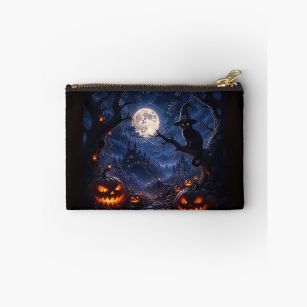 Item preview, Upiorny kot na Halloween i nawiedzony zamek z potwornymi dyniami designed and sold by DarcPop.