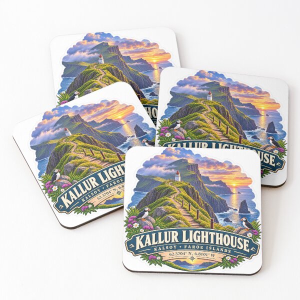 Item preview, Kallur Lighthouse Faroe Islands Coordinates Sticker designed and sold by ChicClicker.