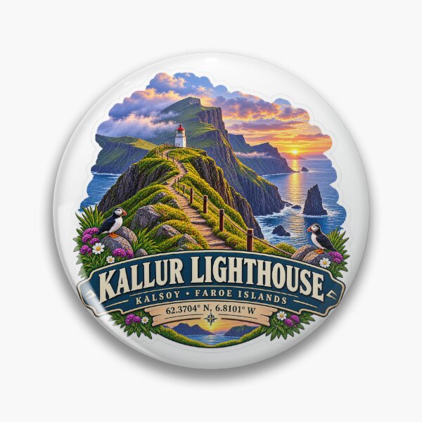 Item preview, Kallur Lighthouse Faroe Islands Coordinates Sticker designed and sold by ChicClicker.