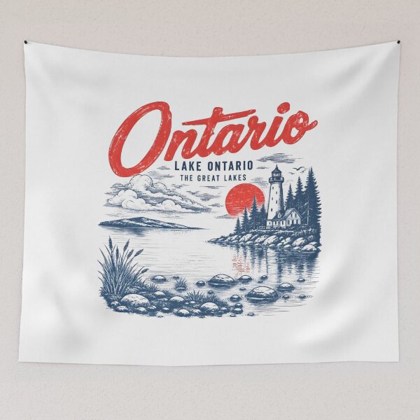 Item preview, Lake Ontario - Ontario - The Great Lakes - Loon, Lake Ontario Loon, Great Lakes Lighthouse, Retro Sunset Nature Wildlife designed and sold by KrushnaChandra.