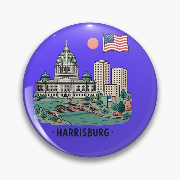 Item preview, HARRISBURG · Pennsylvania State Capitol with American Flag -  designed and sold by PaintMeWorld.