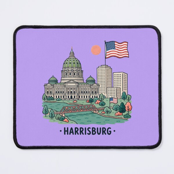 Item preview, HARRISBURG · Pennsylvania State Capitol with American Flag -  designed and sold by PaintMeWorld.