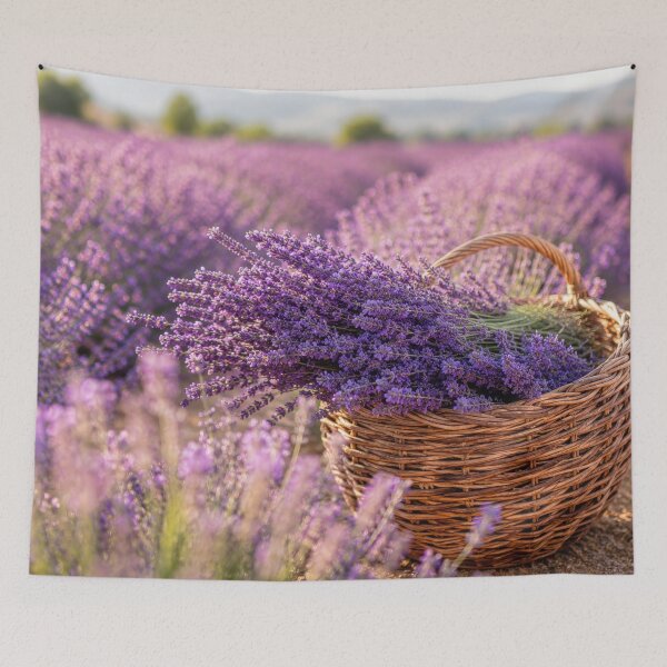 Item preview, Basket of lavender in the field designed and sold by anytka.