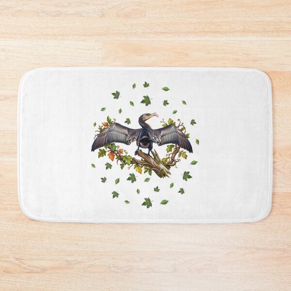 Item preview, Cormorant in autumn leaves with outstretched wings designed and sold by creationsforyu.