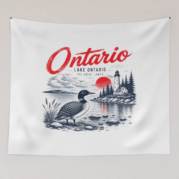 Item preview, Lake Ontario - Ontario - The Great Lakes - Loon, Lake Ontario Vintage Loon Lighthouse Great Lakes Canada Wildlife Nature Lover designed and sold by KrushnaChandra.