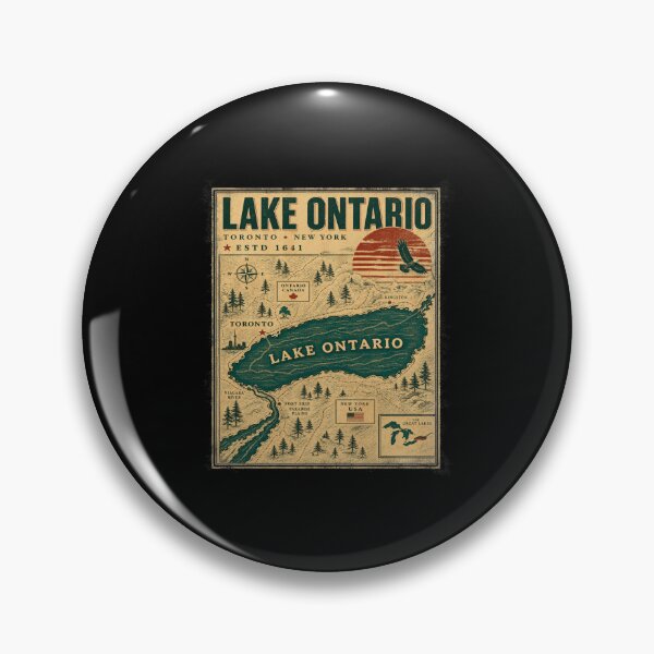 Item preview, Lake Ontario - Ontario - The Great Lakes - Loon, Lake Ontario Vintage Map Toronto New York Estd 1641 designed and sold by KrushnaChandra.