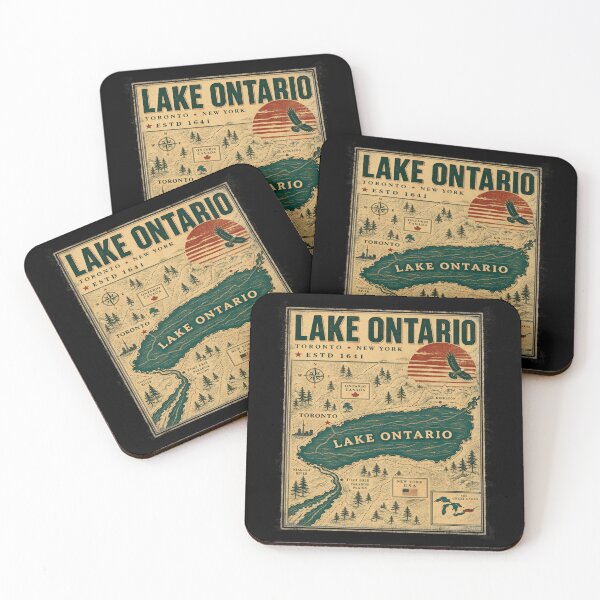 Item preview, Lake Ontario - Ontario - The Great Lakes - Loon, Lake Ontario Vintage Map Toronto New York Estd 1641 designed and sold by KrushnaChandra.