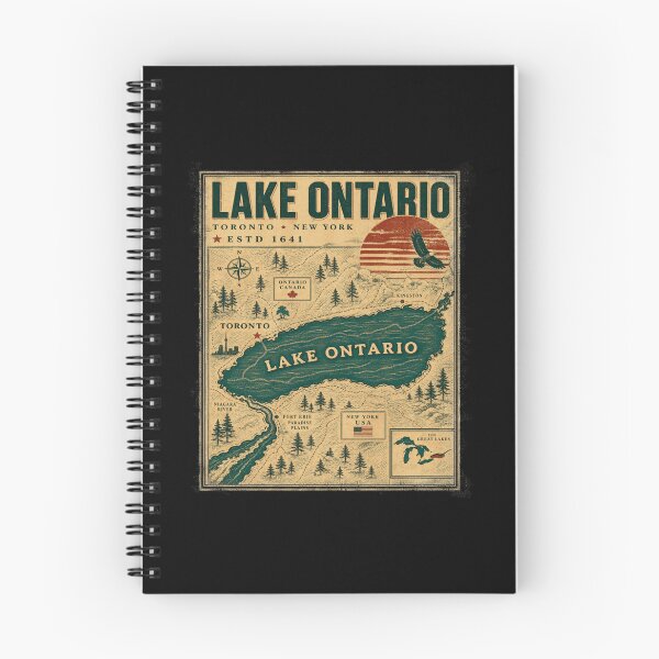 Item preview, Lake Ontario - Ontario - The Great Lakes - Loon, Lake Ontario Vintage Map Toronto New York Estd 1641 designed and sold by KrushnaChandra.