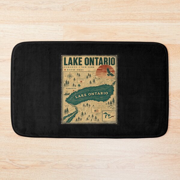 Item preview, Lake Ontario - Ontario - The Great Lakes - Loon, Lake Ontario Vintage Map Toronto New York Estd 1641 designed and sold by KrushnaChandra.