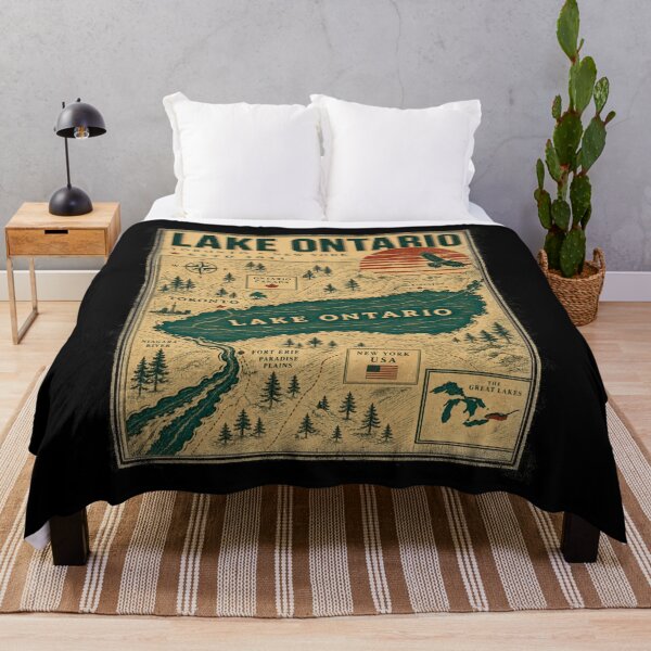 Item preview, Lake Ontario - Ontario - The Great Lakes - Loon, Lake Ontario Vintage Map Toronto New York Estd 1641 designed and sold by KrushnaChandra.