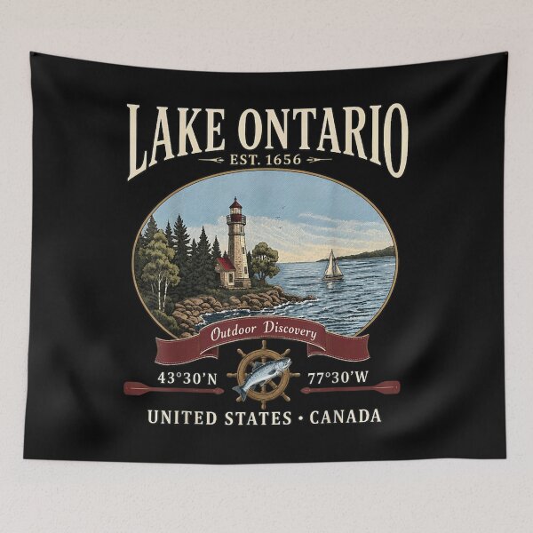 Item preview, Lake Ontario - Ontario - The Great Lakes - Loon, Lake Ontario Vintage Map Toronto New York Estd 1641 designed and sold by KrushnaChandra.