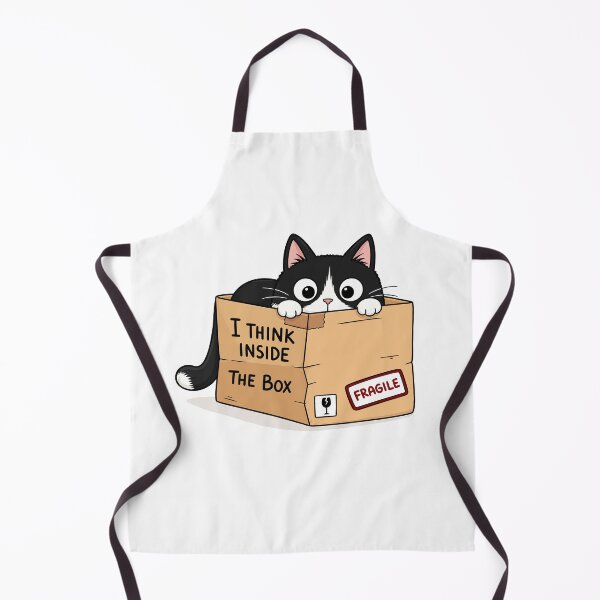Item preview, I Think Inside The Box Funny Tuxedo Cat Cardboard Box Graphic Art designed and sold by The Upside Down.