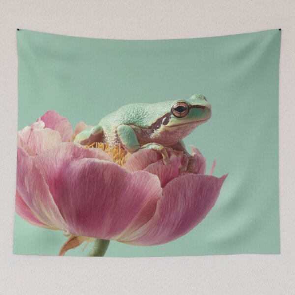 Item preview, Frog resting on flower in soft light designed and sold by anytka.