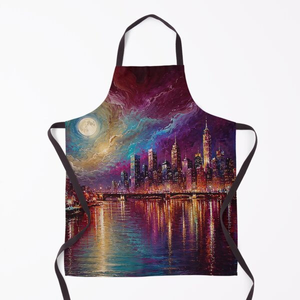 Item preview, Celestial Metropolis – Crimson & Violet Moonlit Cityscape designed and sold by Joey Santiago.