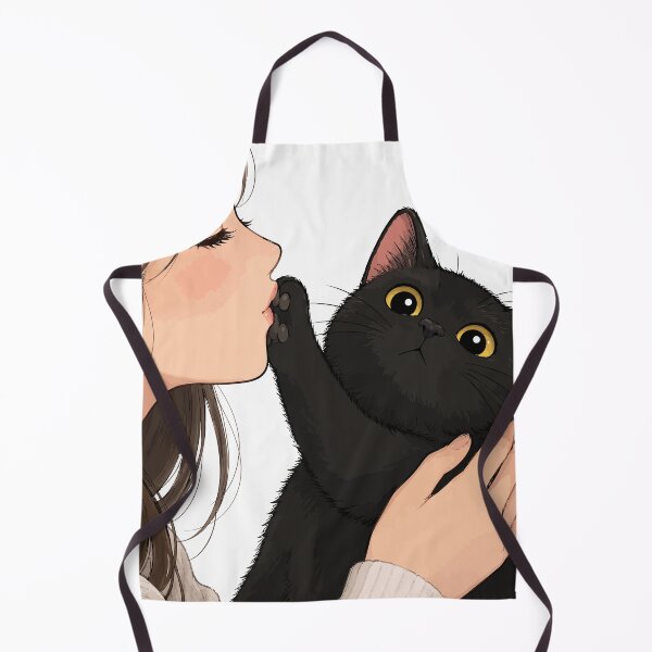 Item preview, Anime Girl Kissing Black Cat Cute Void Kitty Paw Aesthetic Graphic Art designed and sold by The Upside Down.