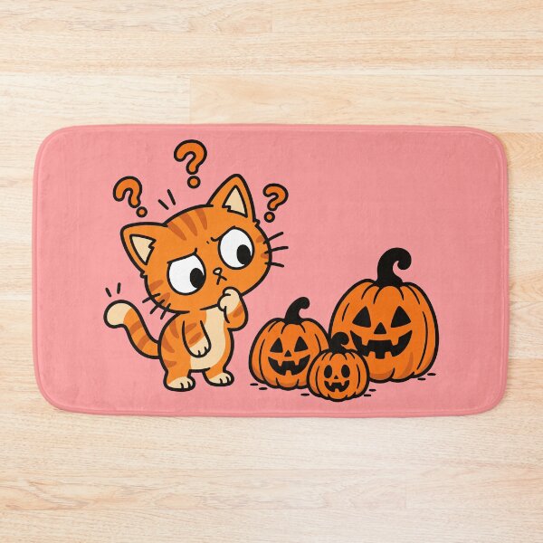 Item preview, Confused Orange Cat with Halloween Pumpkins designed and sold by MewMade.