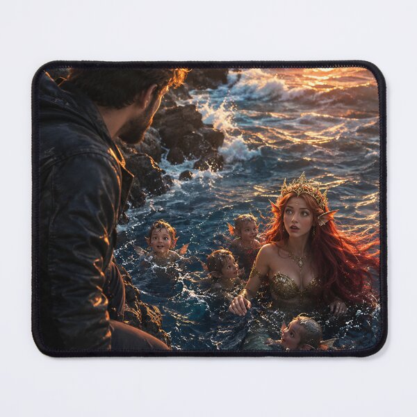 Item preview, Mermaid Family at Magical Ocean Sunset designed and sold by Bhaskar Digital Art.