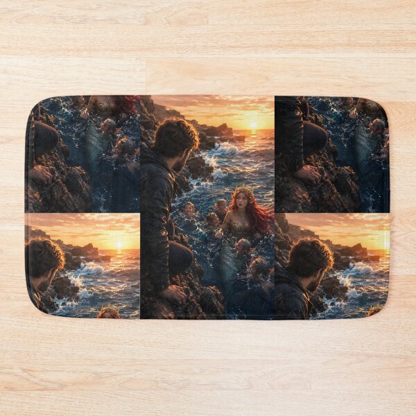 Item preview, Mermaid Family at Magical Ocean Sunset designed and sold by Bhaskar Digital Art.