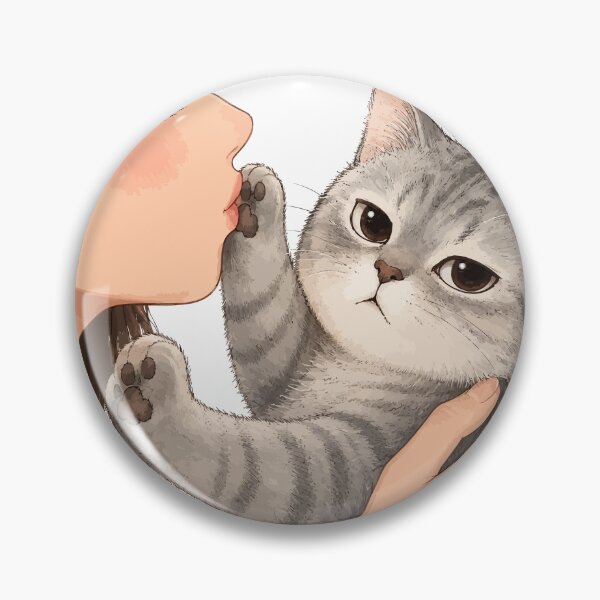 Item preview, Anime Girl Kissing Grey Tabby Cat Cute Kitten Paw Aesthetic Graphic Art designed and sold by The Upside Down.