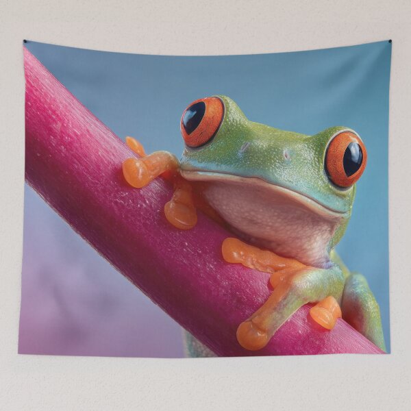 Item preview, Frog on a colorful branch at night designed and sold by anytka.