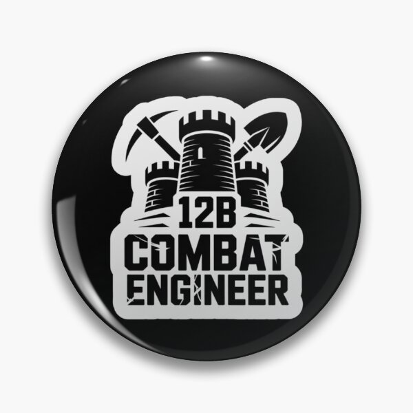 Item preview, 12B Combat Engineer — Classic Castle Tower Emblem with Shovel and Pickaxe U.S. Army MOS Graphic White Outline designed and sold by GFamilyC.