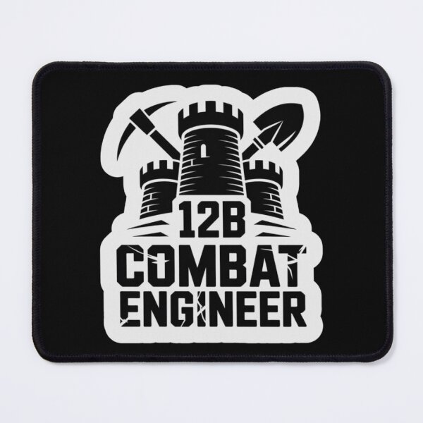 Item preview, 12B Combat Engineer — Classic Castle Tower Emblem with Shovel and Pickaxe U.S. Army MOS Graphic White Outline designed and sold by GFamilyC.
