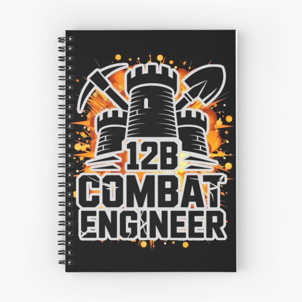 Item preview, 12B Combat Engineer — Classic Castle Tower Emblem with Shovel and Pickaxe U.S. Army MOS Graphic White Outline Explosion designed and sold by GFamilyC.