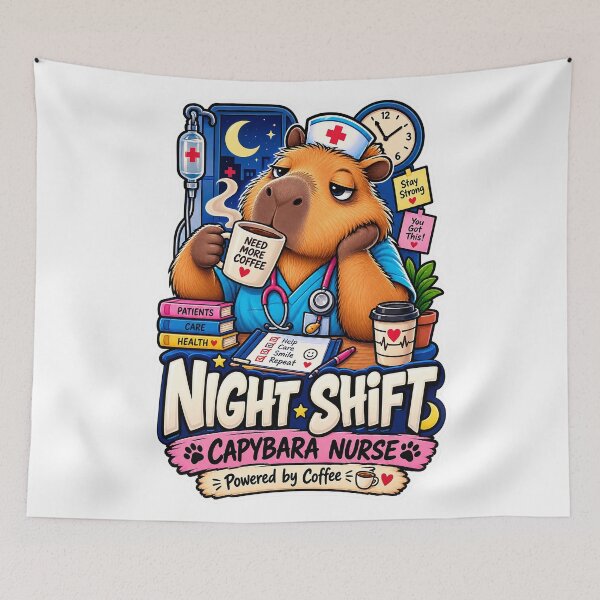 Item preview, Night Shift Capybara Nurse – Funny Coffee Lover designed and sold by ACGIMPRESIONES.
