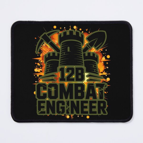 Item preview, 12B Combat Engineer — Classic Castle Tower Emblem with Shovel and Pickaxe U.S. Army MOS Graphic Green Outline Explosion designed and sold by GFamilyC.