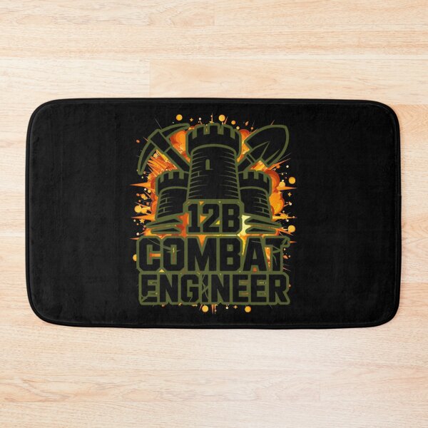 Item preview, 12B Combat Engineer — Classic Castle Tower Emblem with Shovel and Pickaxe U.S. Army MOS Graphic Green Outline Explosion designed and sold by GFamilyC.