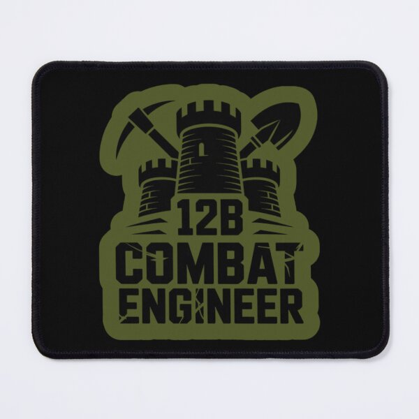 Item preview, 12B Combat Engineer — Classic Castle Tower Emblem with Shovel and Pickaxe U.S. Army MOS Graphic Green Outline designed and sold by GFamilyC.