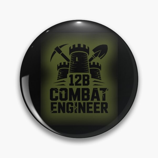 Item preview, 12B Combat Engineer — Classic Castle Tower Emblem with Shovel and Pickaxe U.S. Army MOS Graphic Green Glow designed and sold by GFamilyC.