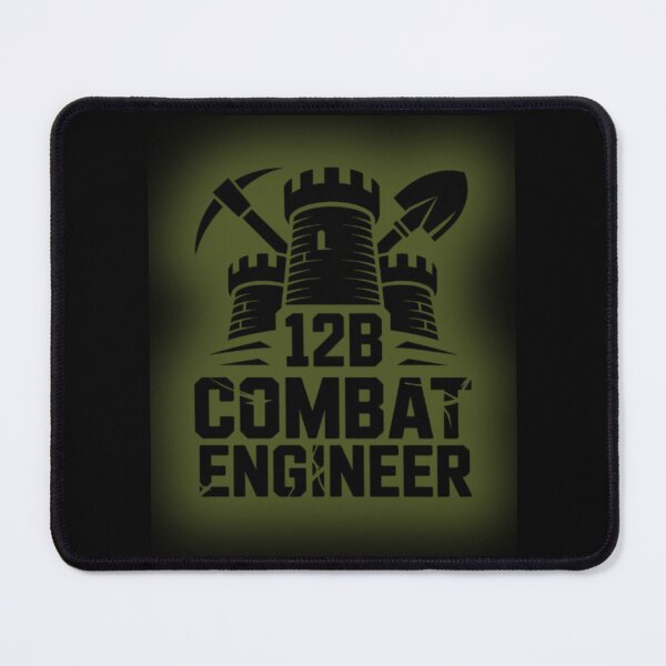 Item preview, 12B Combat Engineer — Classic Castle Tower Emblem with Shovel and Pickaxe U.S. Army MOS Graphic Green Glow designed and sold by GFamilyC.