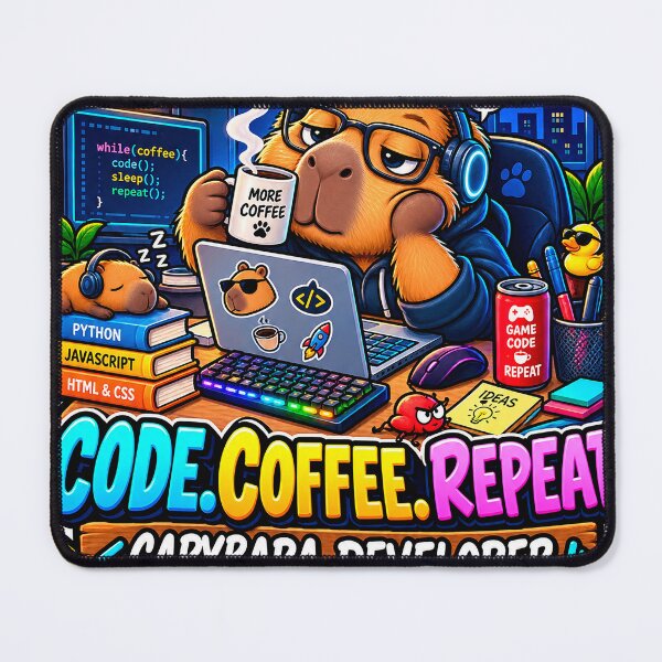 Item preview, Capybara Developer – Code Coffee Repeat – Funny Programmer designed and sold by ACGIMPRESIONES.