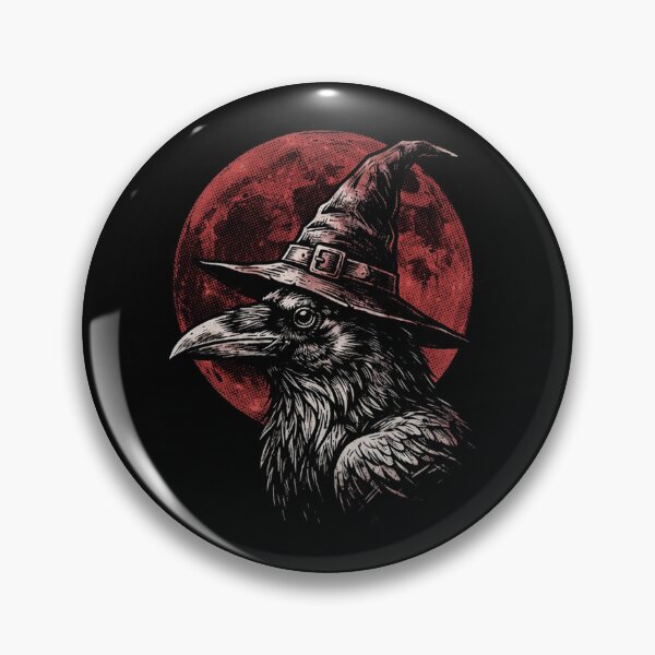 Item preview, Halloween Raven Witch Hat Under Red Full Moon – Crow Gothic Dark Art designed and sold by SOUFIANE1991.