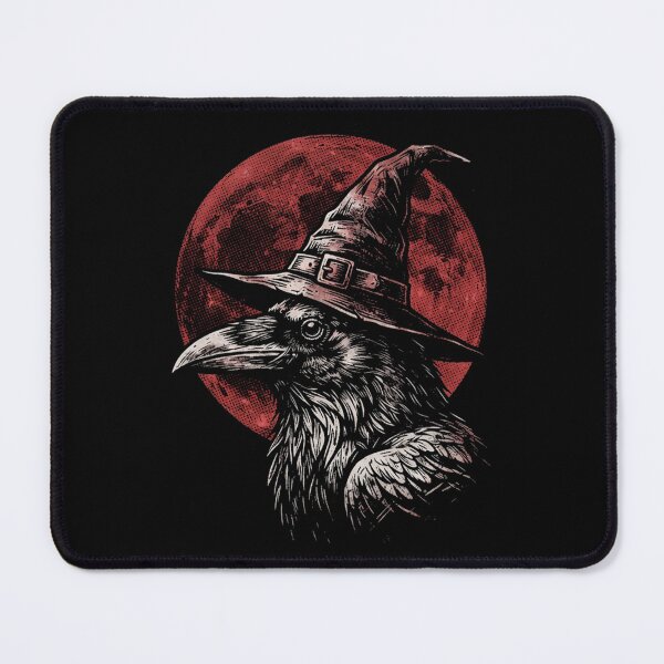 Item preview, Halloween Raven Witch Hat Under Red Full Moon – Crow Gothic Dark Art designed and sold by SOUFIANE1991.