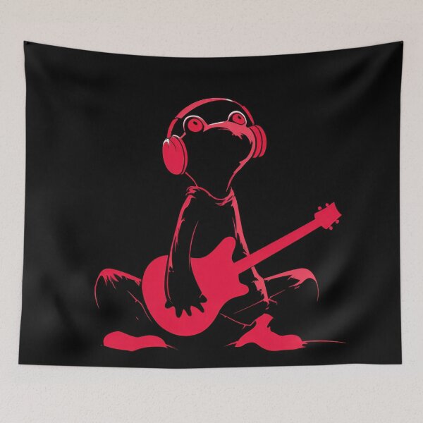 Item preview, Frog playing guitar with headphones designed and sold by anytka.