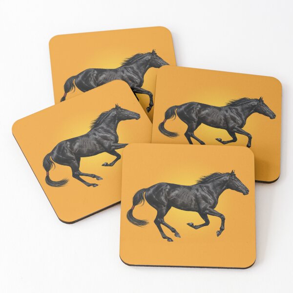 Item preview, A black Abaga horse at a gallop designed and sold by Cheval-de-coeur.
