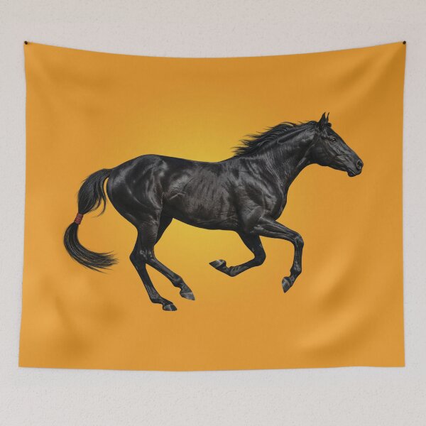 Item preview, A black Abaga horse at a gallop designed and sold by Cheval-de-coeur.