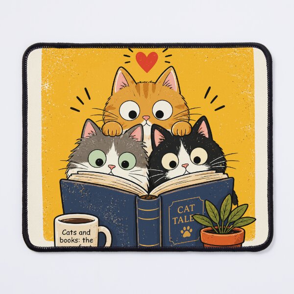 Item preview, Cats And Books Purr-fect Pair Cute Reading Kittens Coffee Graphic Art designed and sold by The Upside Down.