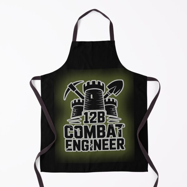 Item preview, 12B Combat Engineer — Classic Castle Tower Emblem with Shovel and Pickaxe U.S. Army MOS Graphic Green Glow White Outline designed and sold by GFamilyC.